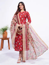 Women Kurta Pant Dupatta Set-2002RED